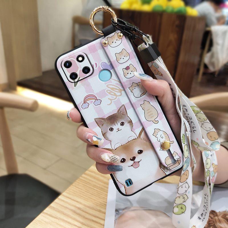 Fashion Design Dirt-resistant Phone Case For OPPO Realme C21Y/C25Y Wristband Soft case Waterproof Anti-dust Back Cover