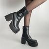 Black small British style platform Martin boots women's summer 2025 new thin high-heeled short boots