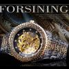 Mechanische Herrenuhr Automatische Armbanduhr Luxus Diamant Edelstahl Skelett Uhren Gold Relogio Masculino