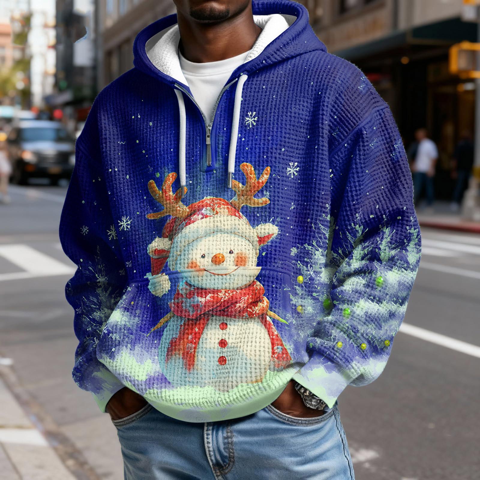 

Мужской Модный Трендовый Худи с капюшоном на половину молнии Пуловер Утепленный Флисовая текстура Толстовка XL