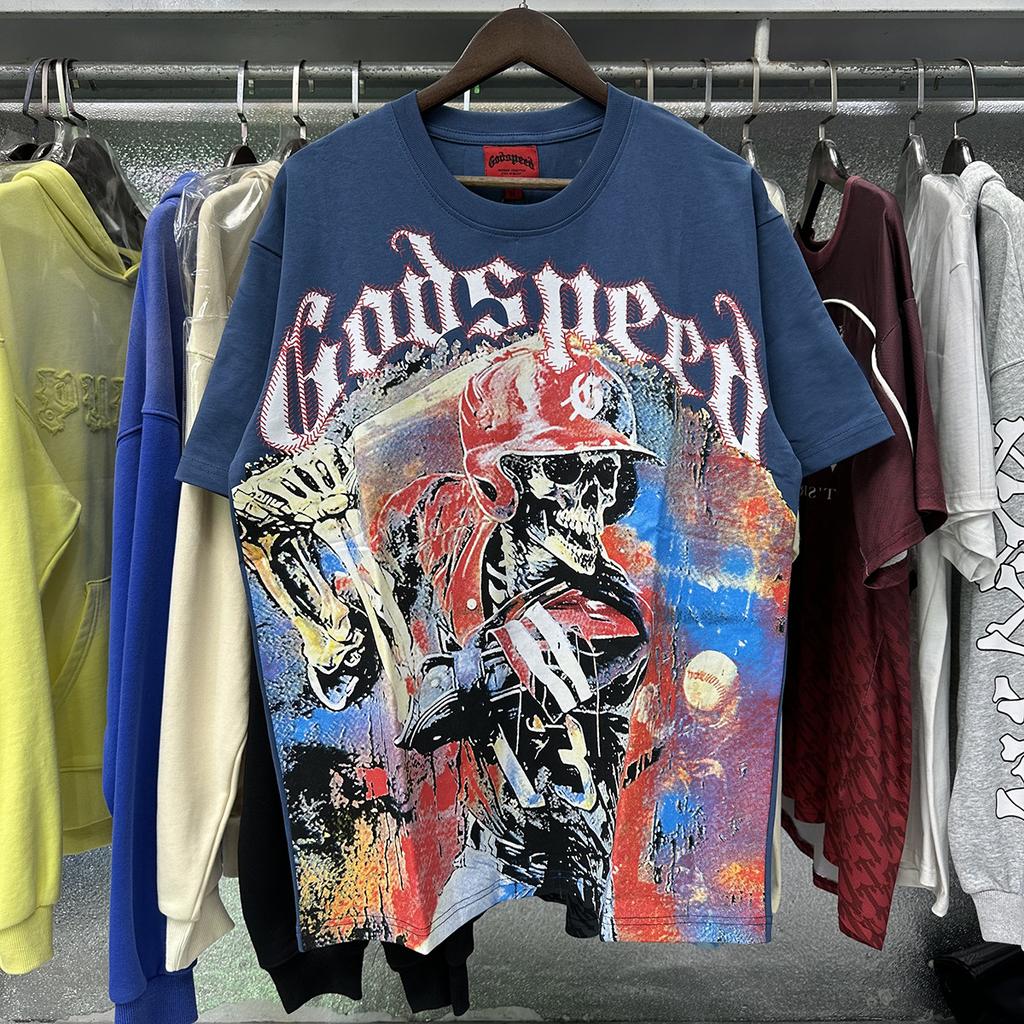 Godspeed American High Street Loose Teen Couple Crew Neck Pullover Casual Commuter ins Short Sleeves