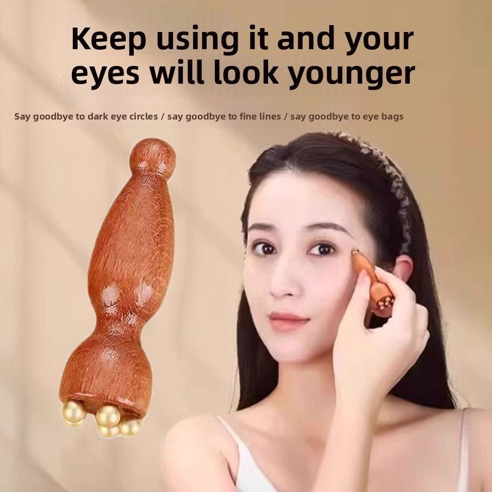 New Lotus Pod Eye Massager Roller 5 Teeth Wooden Eye Scraping Tendon Stick Mini Skin Care Tool for Relieve Facial Fatigue