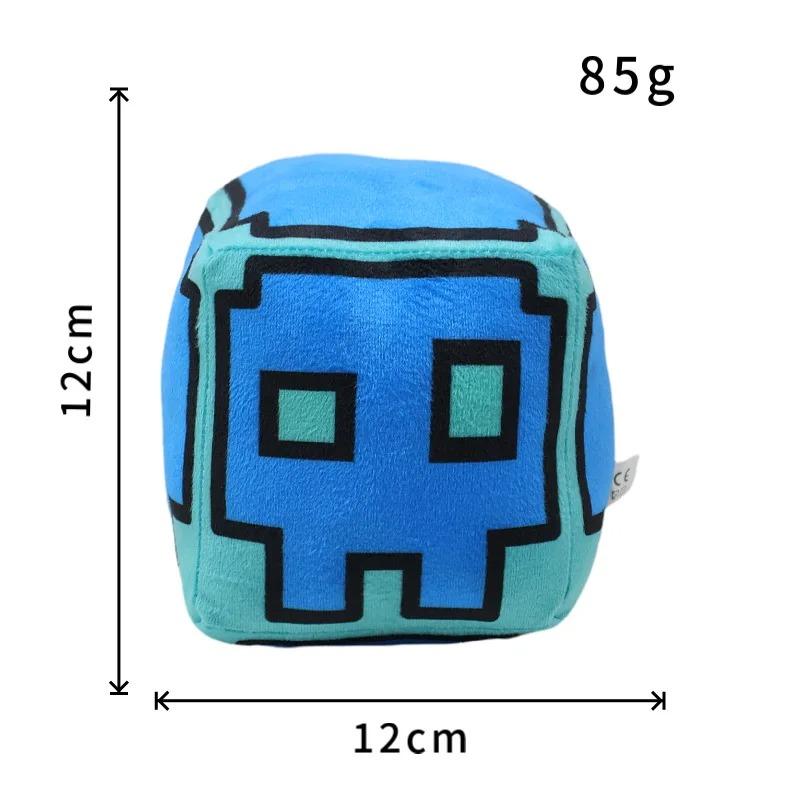 Juguetes de Peluche Cubo Geometry Dash Almohada Pequeña Muñeco de Peluche Relleno Colgante Cuadrado Juego Lindo Decoración para el Hogar Regalo de Cumpleaños para Niños