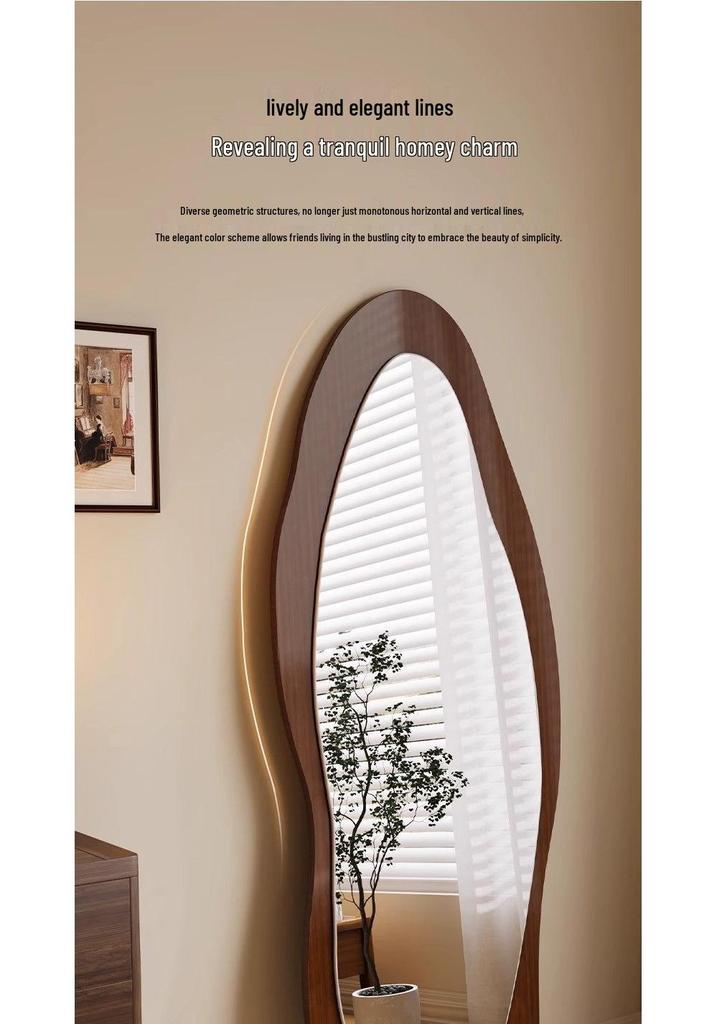 Ethnic Style Irregular Wall-Mounted Full-Length Floor Mirror for Indoor Use