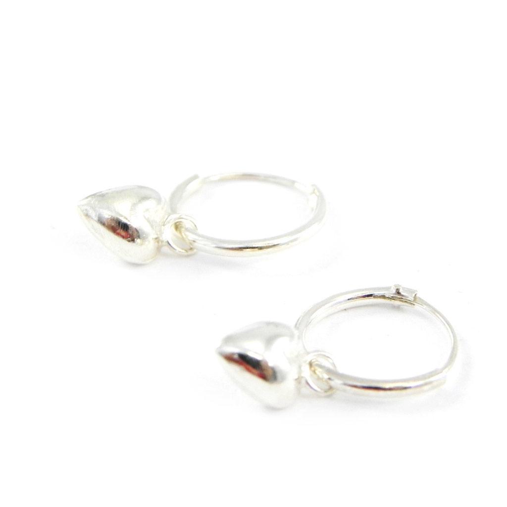 Les Trésors De Lily [D7284] - Silver 'Heart' Hoop Earrings - 10 Mm - 7 Mm Pattern