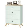 4 Drawer Storage Cabinet, Chest of Drawers for Bedroom Living Room, Light Green and Oak