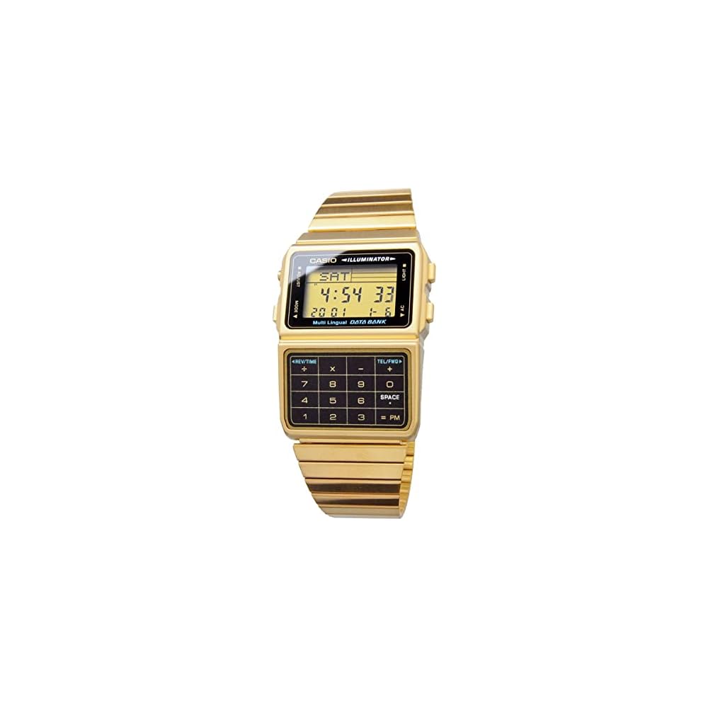 Casio Data Bank DBC-611G-1 Digital Watch Men's Gold Black Stainless Steel