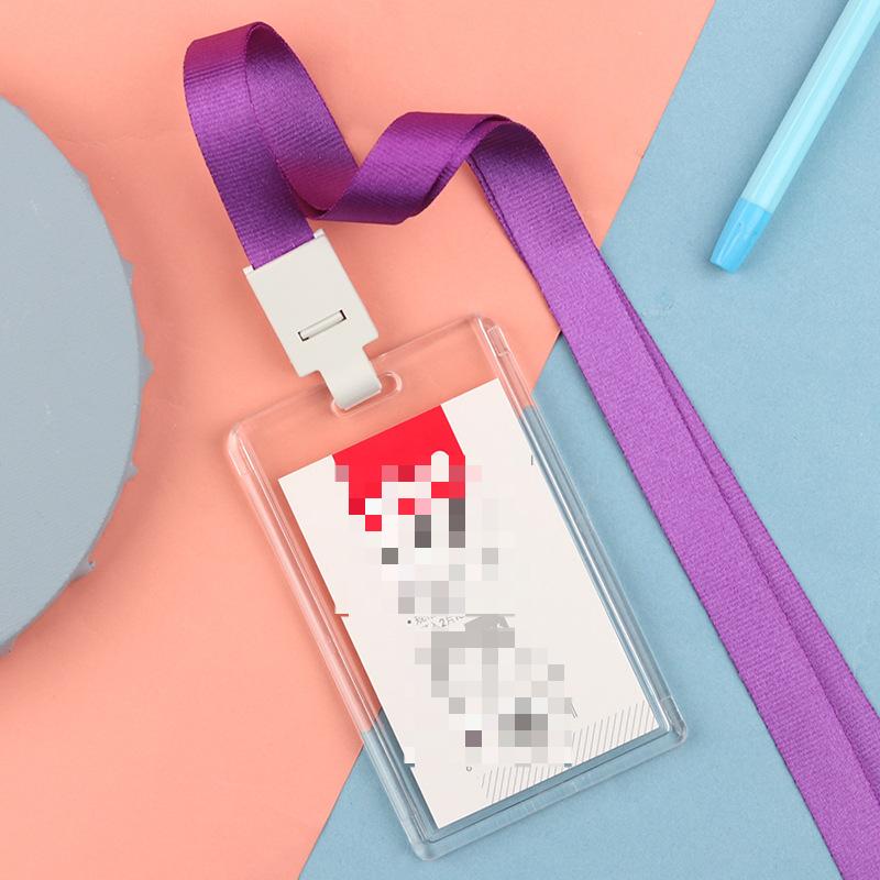 Fashion Acrylic Transparent Bus Cards Sleeve Employee Work Card Holder with Lanyard Work Card Cover Women Men Credit Card Holder
