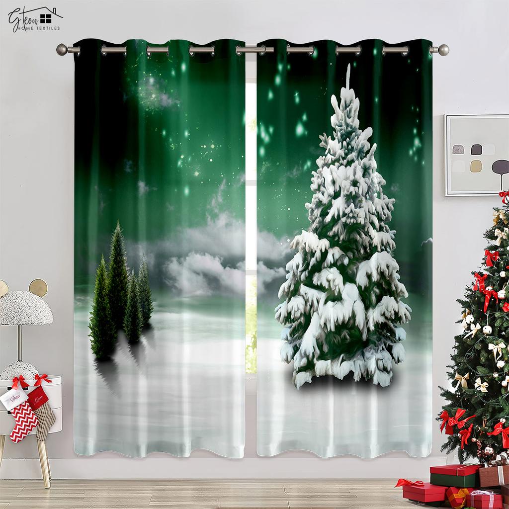 Christmas 3D Printing Decorative Drapes Christmas Tree Christmas Gift Livingroom Space Bedchamber Children Latest  Holiday Drapes