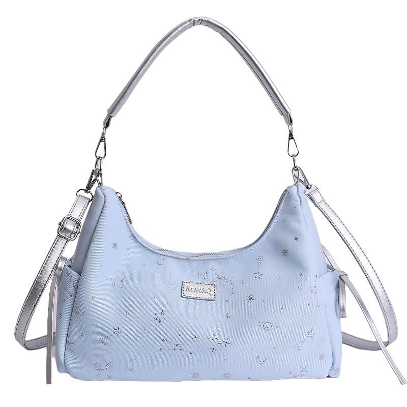 Korean-style niche blue star handbag for women2026New stylish large-capacity shoulder and crossbody tote bag