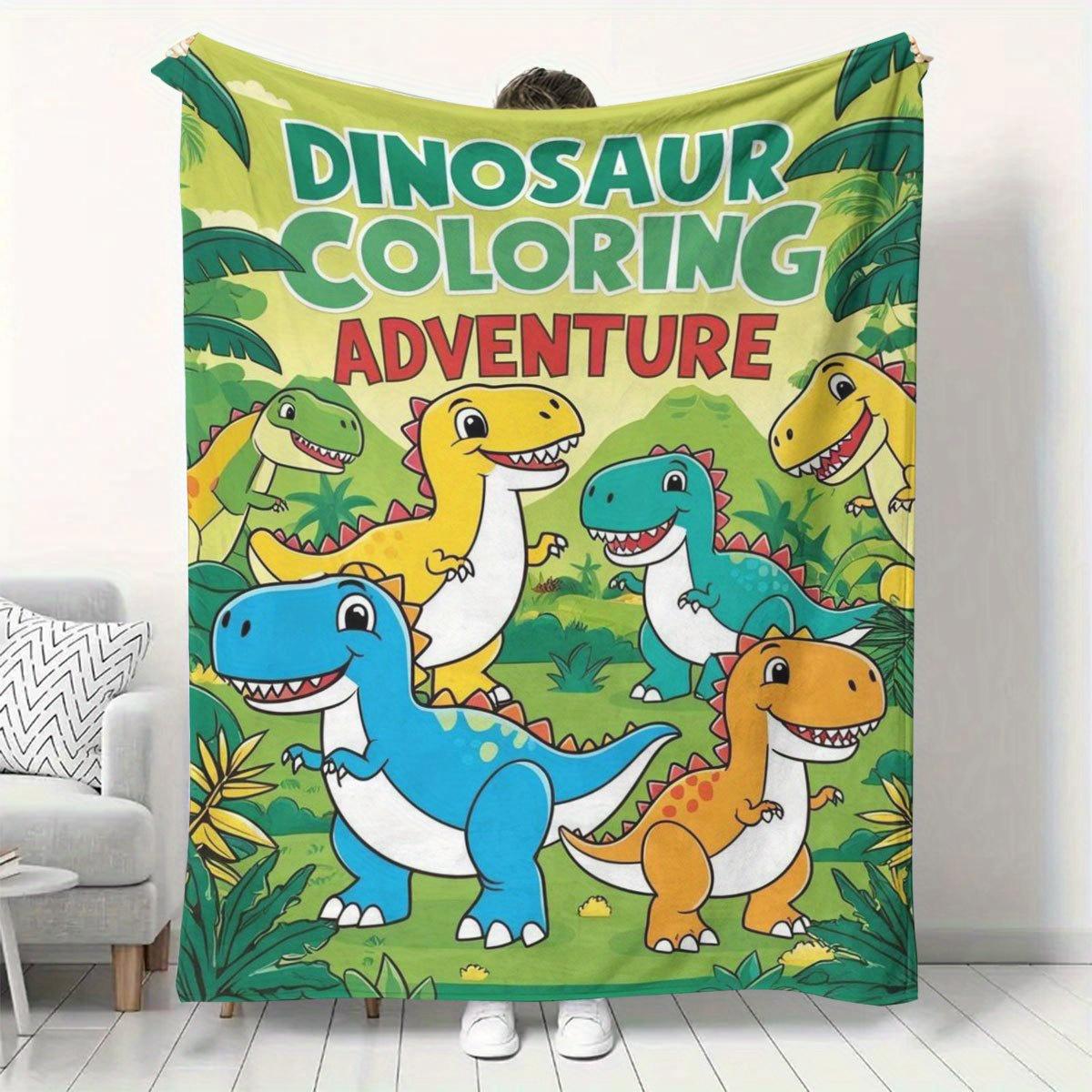 

Cartoonish cute dinosaur pattern Flannel printed blanket suitable for all seasons suitable for living room office sofa travel 75x100cm