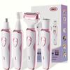Electric Razor for Women, 4-in-1 Rechargeable Grooming Kit, Lady Electric Shaver for Face, Nose, Legs And Underarm, Hair Razor Rechargeable & Portable