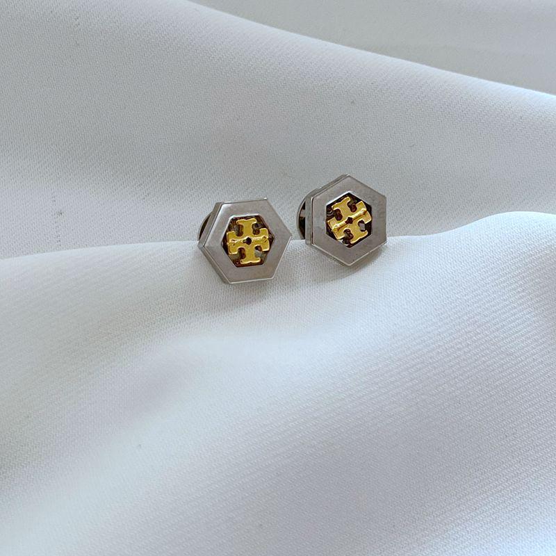 

Hexagonal Two-Tone Minimalist Metal Earrings: Chic Hollowed-Out Design for Women