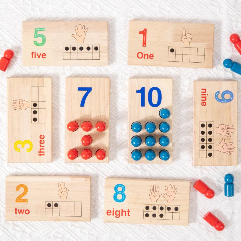 

Дерев яні Дитячі Іграшки для Раннього Розвитку Двостороння Математична Когнітивна Гра-Пазл на Парування Чисел, Рахування Паличками, Додавання та Віднімання