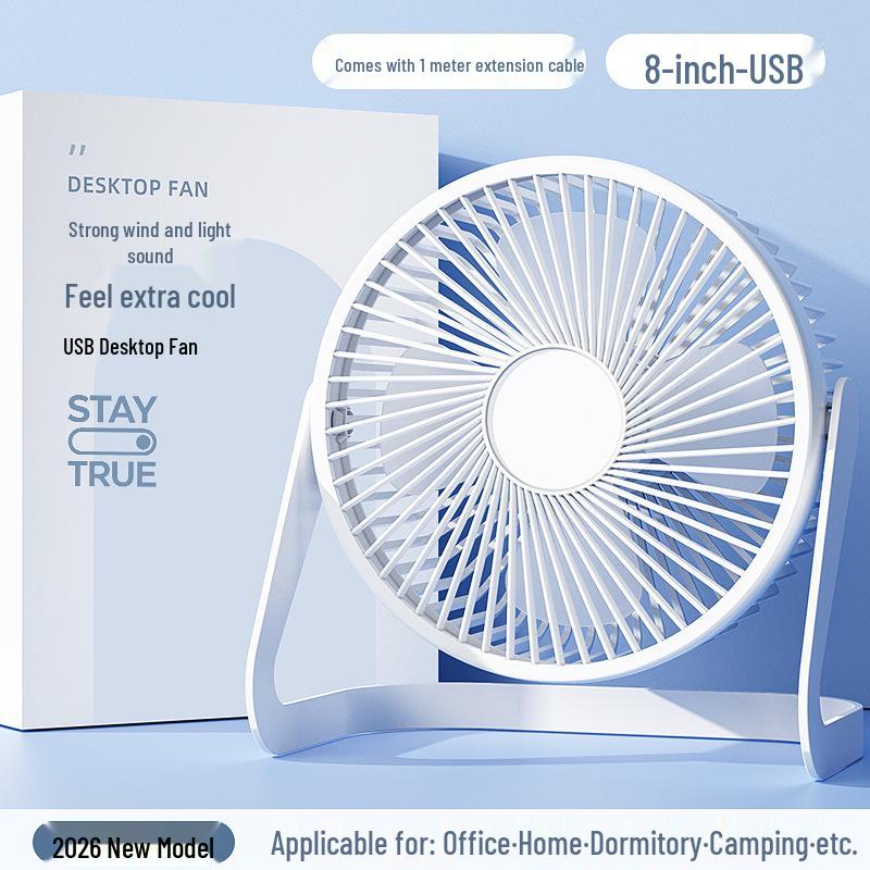 5", 6", 8" USB Desk Fan with Silent Brushless Motor for Office or Dormitory Use