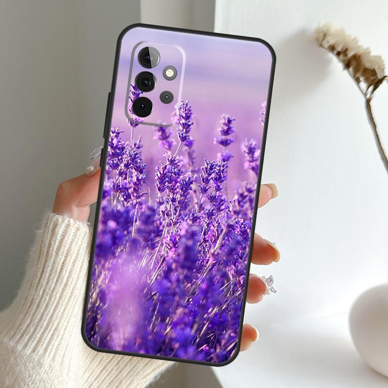 Lavender Purple Flowers Case For Samsung Galaxy A13 A33 A53 A06 A17 A56 A36 A26 A16 A15 A35 A55 A34 A54 A52 A12 A32