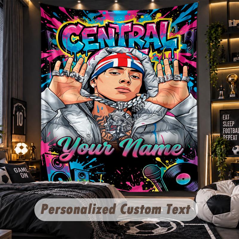 Personalized Wall Tapestry,Central Cee Custom Printed Name, Fabric Wall Art For Indoor Room Backdrop
