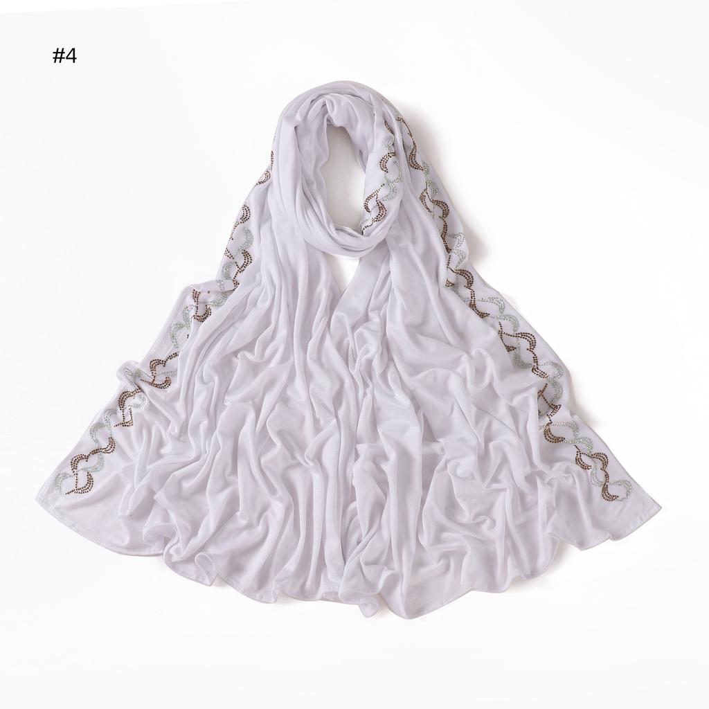 New Rhinestone Hijab for Women Gold Silver Diamond Muslim Headscarf Soft Breathable Jersey Wrap Eid Ramadan Fashion Accessories
