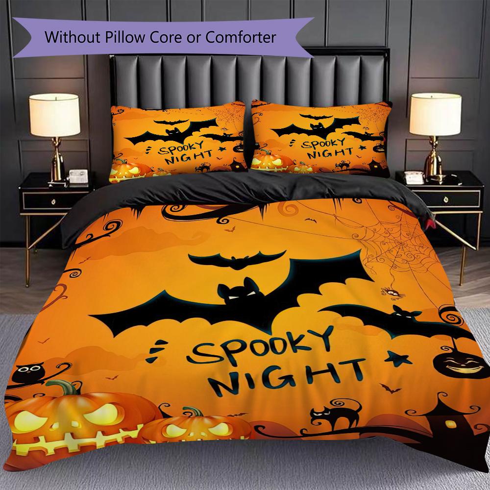 1PC Halloween theme pattern Bedding Quilt Set Quilt Cover Pillowcase Home Decoration Birthday Gift (1 * duvet cover + 2 * pillowcase, without core)