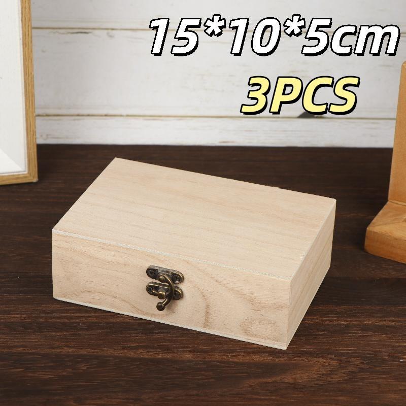 Retro Wooden Keepsake Box Hinged Lid Rustic Storage Case For Jewelry Trinkets Crafts Home Decoration & Hobby Supplies