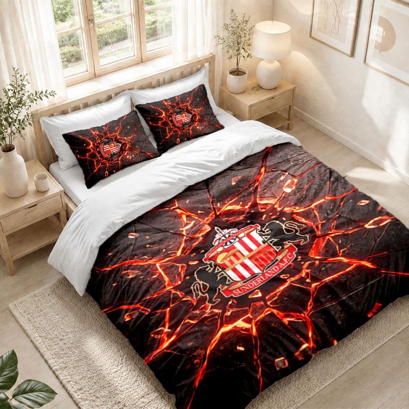 Bettwäsche-Set 1 Bettbezug 2 Kissenbezüge Sunderland Fußball-Aufdruck Schlafzimmer Heimdekoration