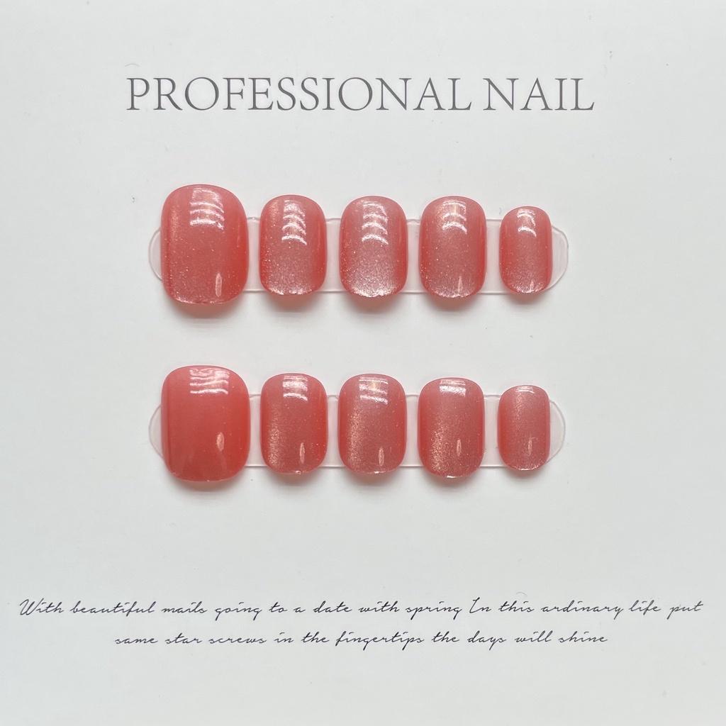 Buntes Laser Katzenaugen Nageldesign Handgefertigt Kurzer Stil XS/S/M Größen