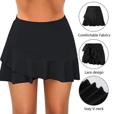 Women Bikini Bottom  Swim Skirt Pocket Short Beach Dress Swimwear Pants