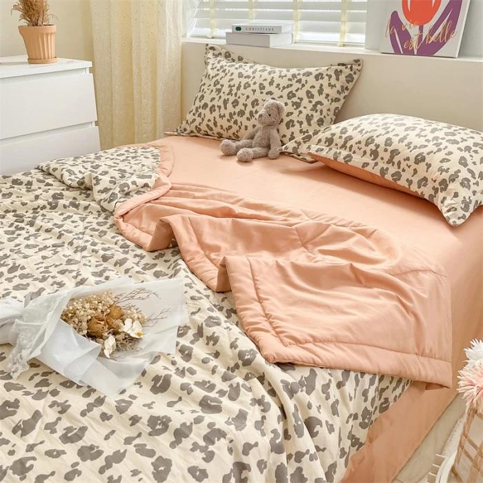Cotton Air-Conditioning Quilt Cover for Children and Adults, Soft Flower, Double Printed, Washable Bed, Home Use, New