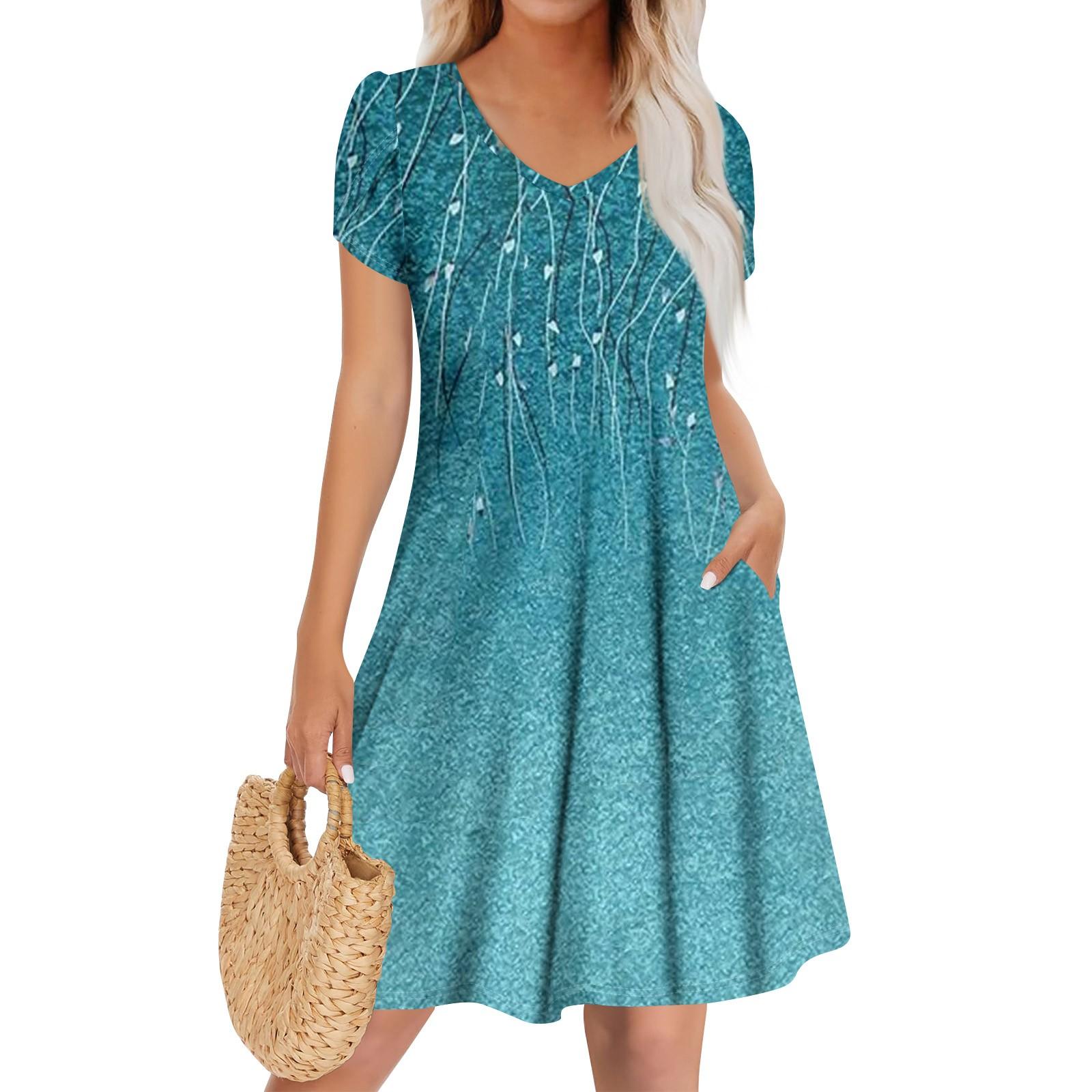 

Женское повседневное модное платье с V-образным вырезом и коротким рукавом, стильное свадебное платье для гостей XXL синий