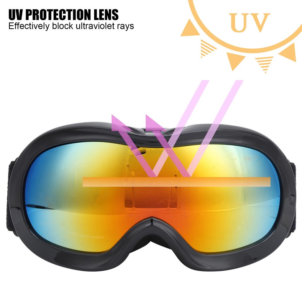 Children Ski Snowboard Goggles DoubleLayer Lenses AntiFog UV Snow Goggles(Black Red )