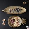 Gold Snack Dish Pineapple & Leaf Shaped Fruit Rack Jewelry Storage Tray Serving Tray Dessert Shelf