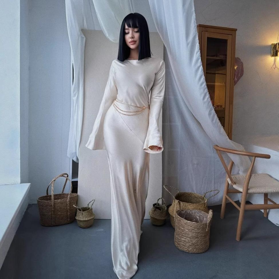 French Temperament Dress European and American Women's Clothing New Fashion Slim Fit and Thin Hip Wrap Step Long Skirt