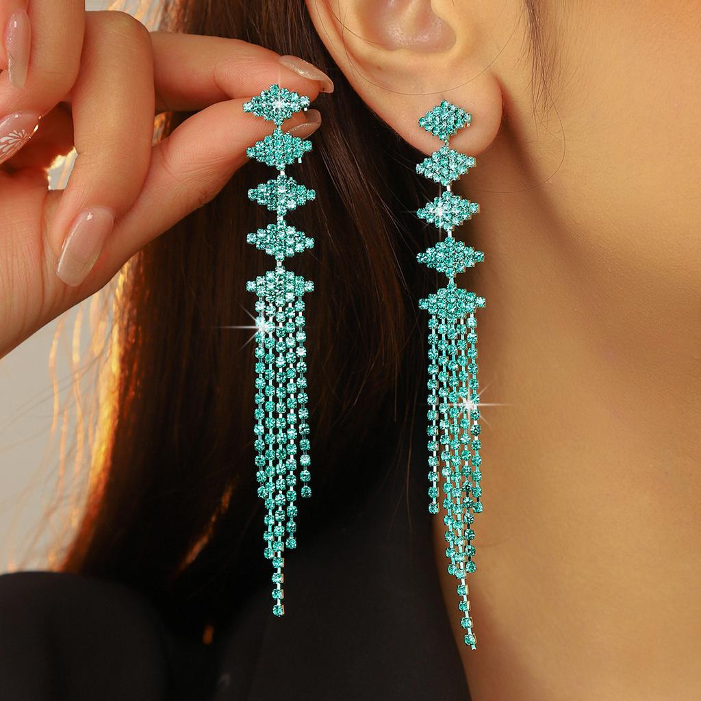 High-end luxury shiny long fringed earrings