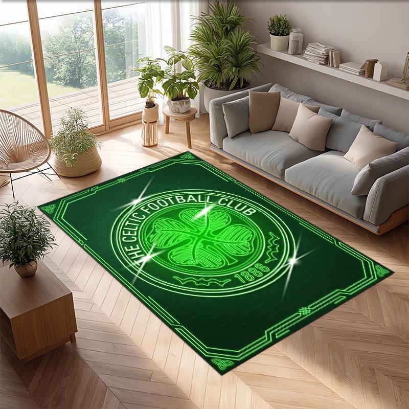 Tappeto Morbido Antiscivolo per Interni con Motivo Calcio Celtic FC, Tappetino Decorativo Sportivo per Camera da Letto