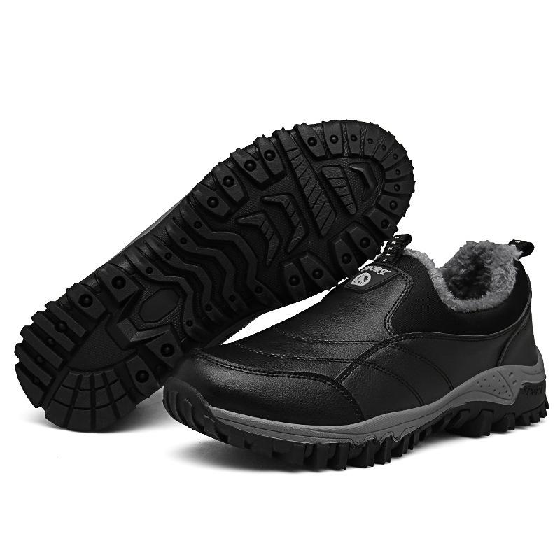 Winter Samt Baumwollschuhe Outdoor Sportschuhe warme Wanderschuhe Übergröße Overalls Freizeitschuhe Herrenschuhe schwarz