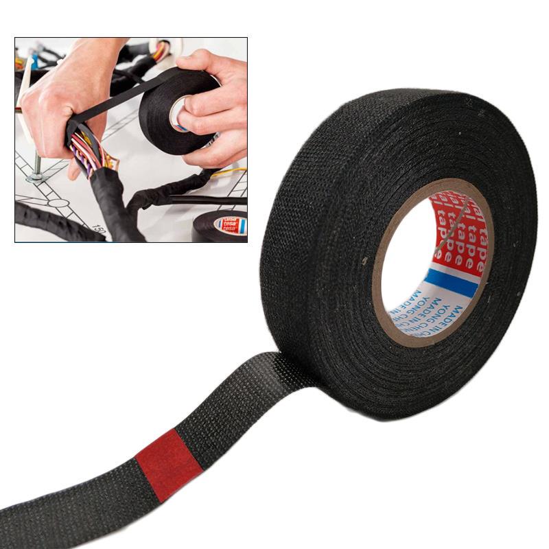 1PC 15/25 Meter Heat-resistant Flame Retardant Tape Coroplast Adhesive Cloth Tape For Car Cable Harness Wiring Loom Protection