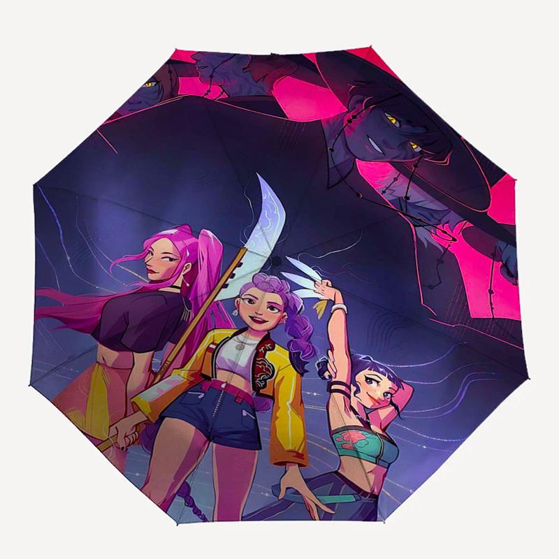 1pc Outdoor Umbrella with Anime Characters, Automatic Opening/Closing, Portable 3-Fold Design, 8-Rib Iron Frame - Perfect Gift for Fans, Traveler