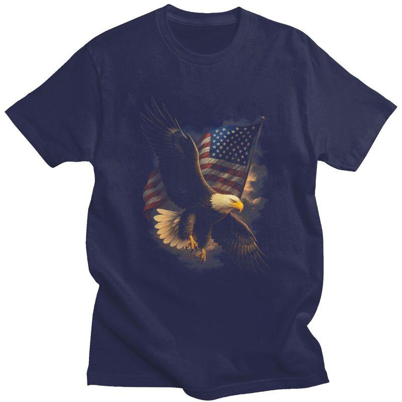 American Bald Eagle Patriotic 4th Of July T Shirt Unisex Women Short Sleeve Tshirt Graphic Tee Pure Cotton Slim Fit Clothing