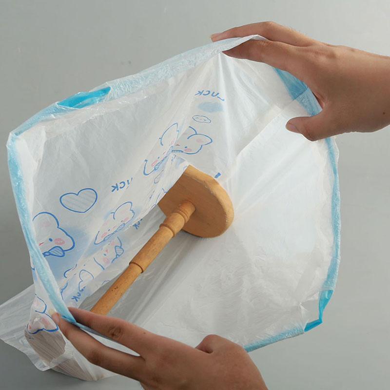 Çöp Torbaları İpli 100'lü Paket Küçük Çöp Torbaları Çizgi Film Tavşan Desenli Kalınlaştırılmış İpli Torbalar Banyo Çöp Torbaları
