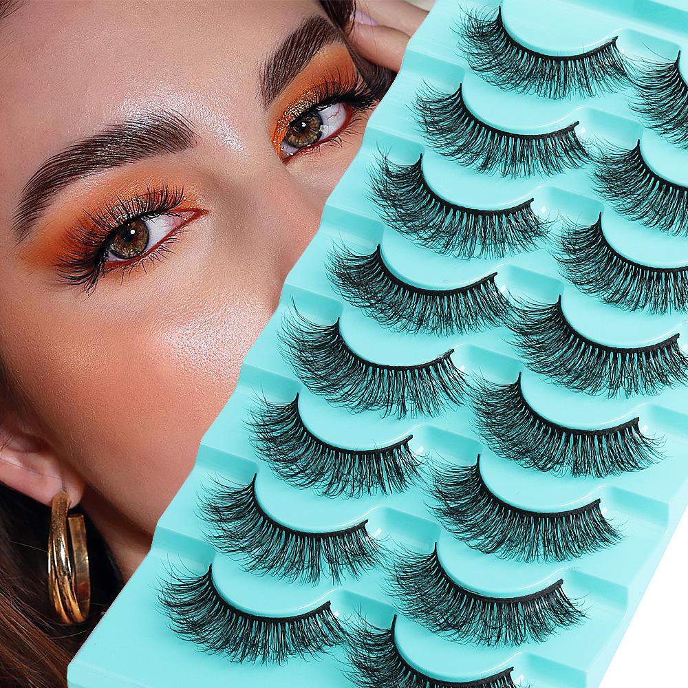 8 Pairs Of Daily Makeup False Eyelashes, Naturally Thick, Cross-Curled Eyelashes