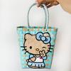 Summer Sea Salt Blue Hand Basket Plastic Woven Bag Hello Kitty Vertical Vegetable Basket Girl Handbag Handwoven