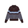 Striped Half-zip Lapel Pullover Sweater Jacket for Women in Autumn and Winter New Style Lazy Style Outer Wear Long-sleeved Sweater
