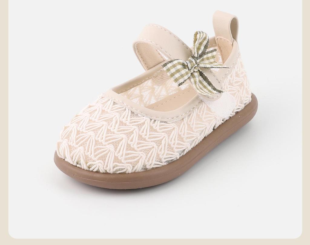 Frühlings-Weichsohlen-Schuhe aus gewebtem Leder für Kleinkinder Mädchen - Atmungsaktives Hohlmuster, Prinzessinnen-Stil