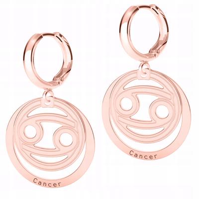 Gold Plated Cancer Zodiac Sign Earrings with Cancer Sign Silver 925