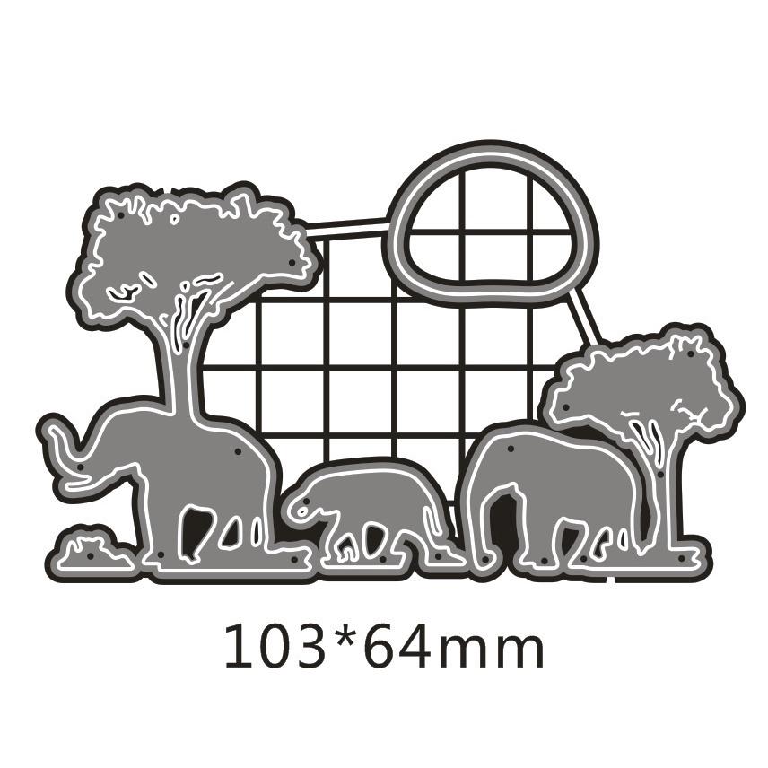 Elephants Family Nightfall Die Cuts Embossing Stencils Template Mould for Card Scrapbooking and DIY Craft Album Paper Card Decor