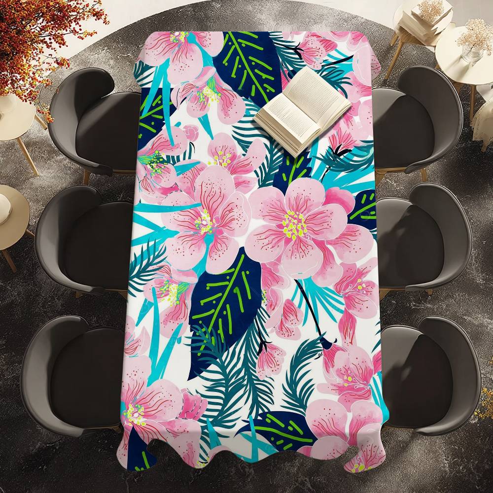 Roze Bloemendruk Tafelkleed Waterdicht Vlekbestendig Polyester Tafelhoes voor Decoratie Eetkamer Keuken Feest Tafelkleed 160X280cm