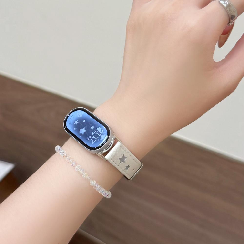 Cinturino in Pelle Dopamine Stars per Xiaomi Mi Band 10 9 8 Braccialetto da Polso per Xiaomi Band 8 9 10 Pro Fibbia Metallica per Huawei Fit 3 4 5 Pro Braccialetto Sportivo