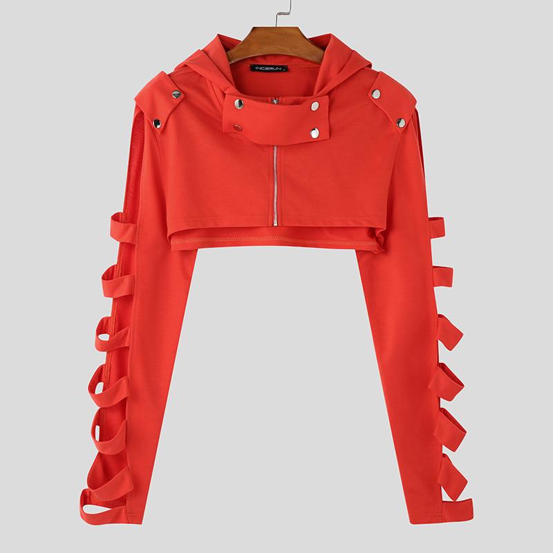 INCERUN Pánské mikiny s kapucí s dlouhým rukávem a krátkým rukávem