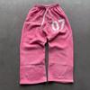 Womens Loose Fit Sweatpants Letter Print Elastic Waist Casual Streetwear Trousers