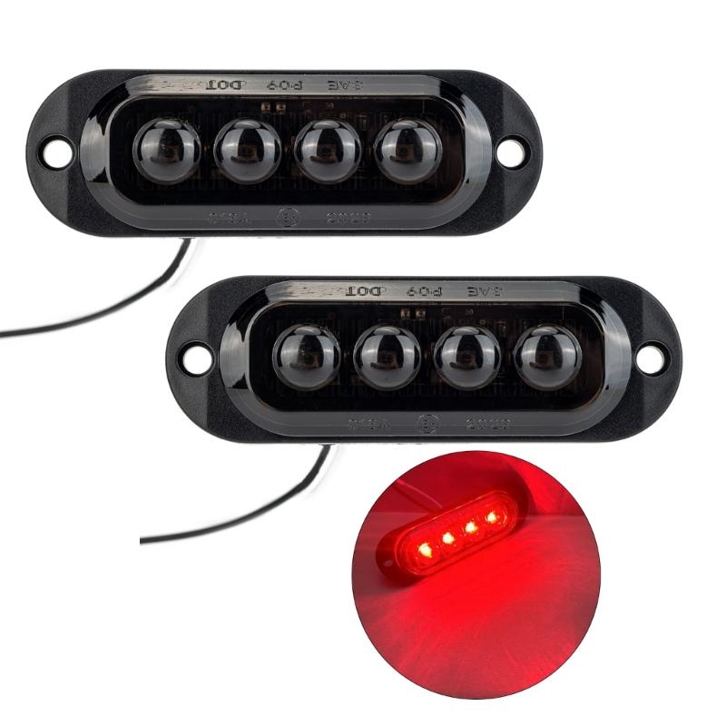 Versiegelte ovale gelbe LED-Anhängerleuchte, LED-Seitenmarkierungsleuchte, dunkelgelbe Linse, 4 LEDs, wasserdicht für LKW-Anhänger